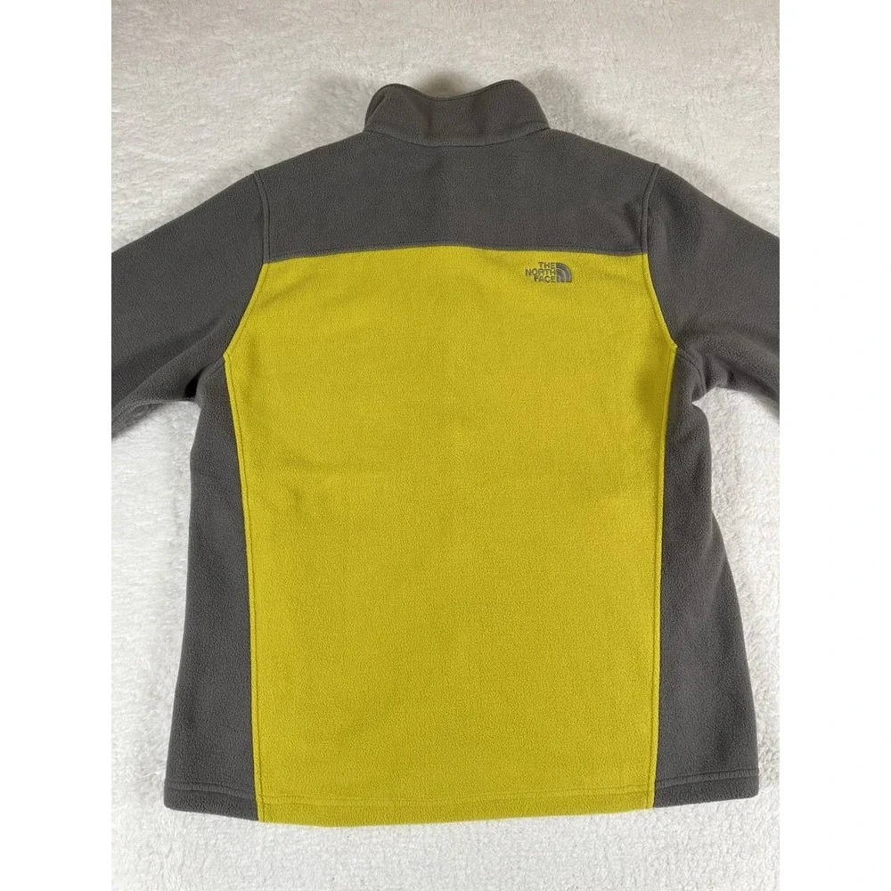 The North Face Flash Dry Gray Yellow Color Block Full Zip Fleece Jacket Men's Lg